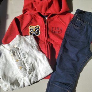 Gap Boys 18-24 Months Fire Truck Hoodie Pants Onesie Winter NEW